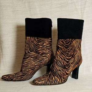PERFECT FOR FALL! Stuart Weitzman Zebra Calf Hair Suede Boots Women's Size 7.5